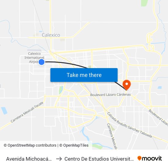 Avenida Michoacán / Mazatlán to Centro De Estudios Universitarios Xochicalco map
