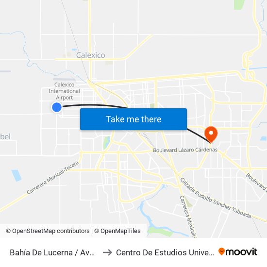 Bahía De Lucerna / Avenida Santo Tomás to Centro De Estudios Universitarios Xochicalco map