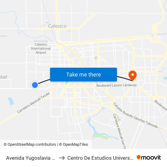 Avenida Yugoslavia / Arqueólogos to Centro De Estudios Universitarios Xochicalco map
