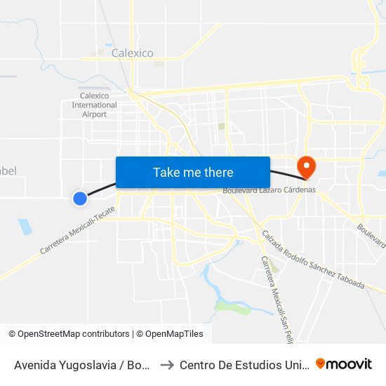 Avenida Yugoslavia / Boulevard Lázaro Cárdenas to Centro De Estudios Universitarios Xochicalco map
