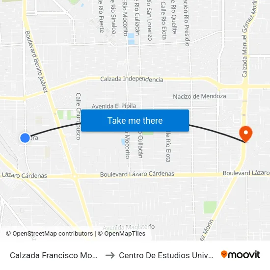 Calzada Francisco Montejano / Zacatepec to Centro De Estudios Universitarios Xochicalco map