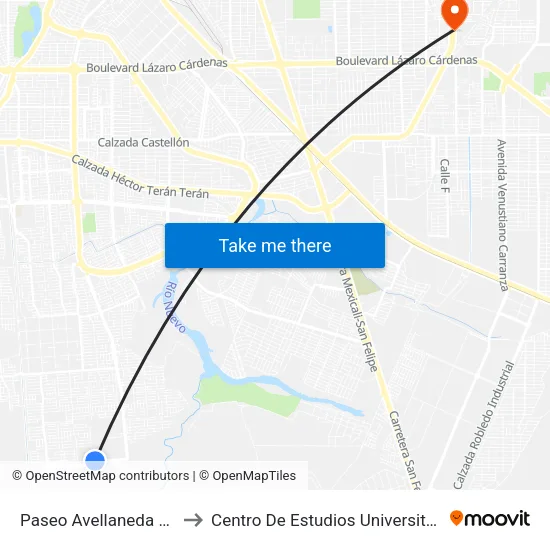Paseo Avellaneda / Redondela to Centro De Estudios Universitarios Xochicalco map