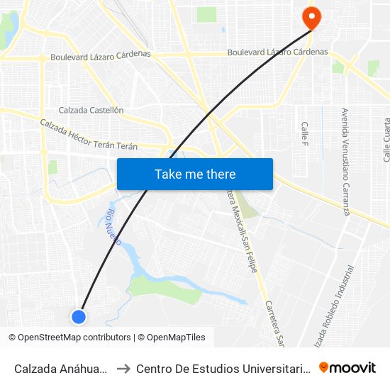 Calzada Anáhuac / Ferrol to Centro De Estudios Universitarios Xochicalco map