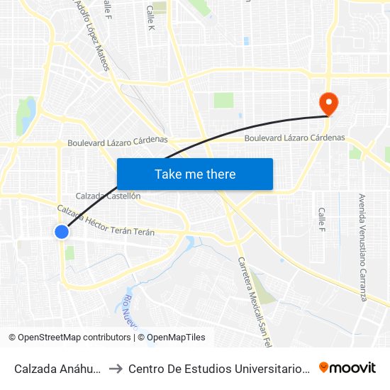 Calzada Anáhuac, 398 to Centro De Estudios Universitarios Xochicalco map