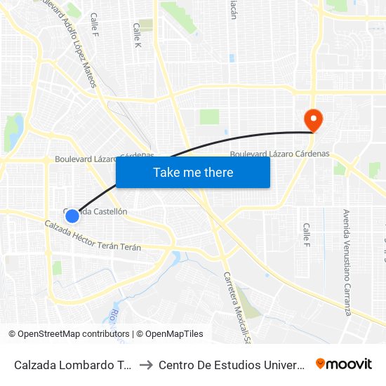 Calzada Lombardo Toledano / Soria to Centro De Estudios Universitarios Xochicalco map