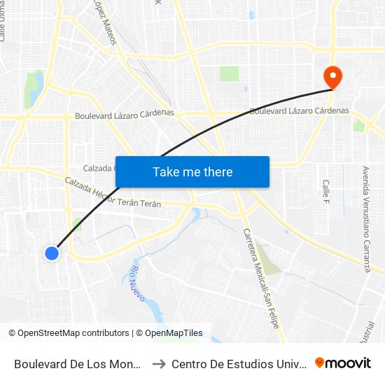 Boulevard De Los Monarcas / Gómez Morín to Centro De Estudios Universitarios Xochicalco map