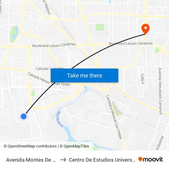 Avenida Montes De Toledo / Llanes to Centro De Estudios Universitarios Xochicalco map