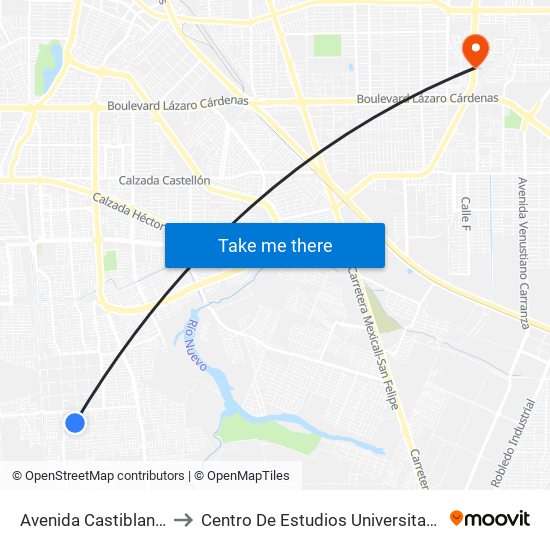 Avenida Castiblanco / Anso to Centro De Estudios Universitarios Xochicalco map