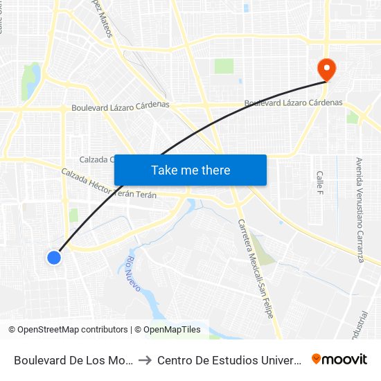 Boulevard De Los Monarcas / Ronda to Centro De Estudios Universitarios Xochicalco map