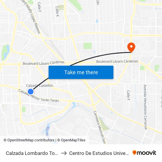 Calzada Lombardo Toledano / Aranjuez to Centro De Estudios Universitarios Xochicalco map