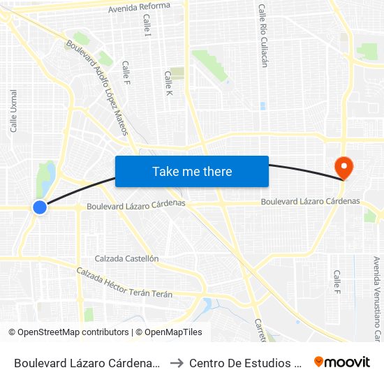 Boulevard Lázaro Cárdenas / Calzada De Los Presidentes to Centro De Estudios Universitarios Xochicalco map