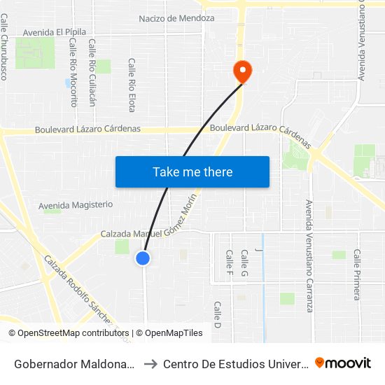 Gobernador Maldonado / Columnistas to Centro De Estudios Universitarios Xochicalco map
