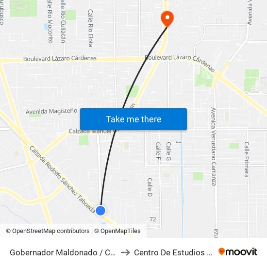 Gobernador Maldonado / Calzada Rodolfo Sánchez Taboada to Centro De Estudios Universitarios Xochicalco map