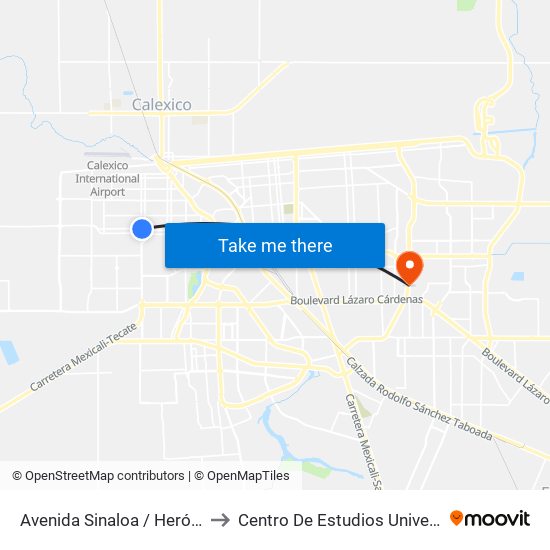Avenida Sinaloa / Heróico Colegio Militar to Centro De Estudios Universitarios Xochicalco map