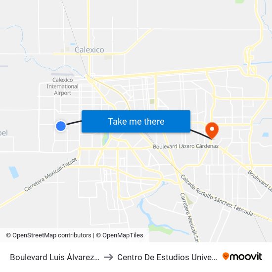 Boulevard Luis Álvarez / Avenida España to Centro De Estudios Universitarios Xochicalco map