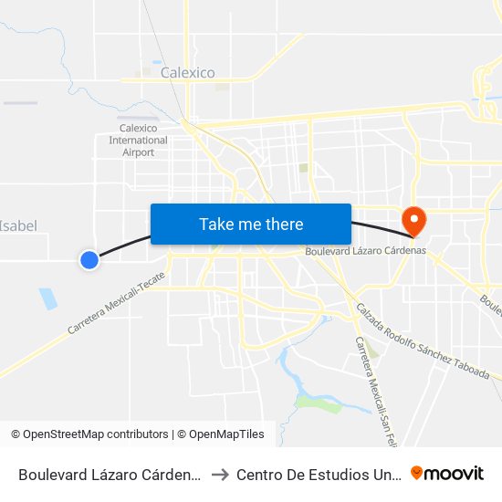 Boulevard Lázaro Cárdenas / Capitán Juan Cabrillo to Centro De Estudios Universitarios Xochicalco map