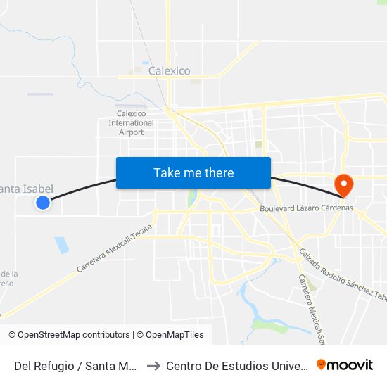 Del Refugio / Santa María De Guadalupe to Centro De Estudios Universitarios Xochicalco map