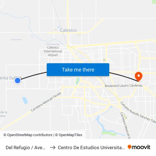 Del Refugio / Avenida Plutón to Centro De Estudios Universitarios Xochicalco map