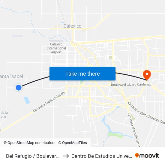 Del Refugio / Boulevard Lázaro Cárdenas to Centro De Estudios Universitarios Xochicalco map