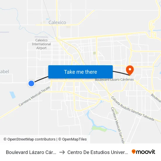 Boulevard Lázaro Cárdenas / Río Nilo to Centro De Estudios Universitarios Xochicalco map