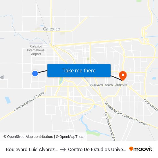 Boulevard Luis Álvarez / Avenida España to Centro De Estudios Universitarios Xochicalco map