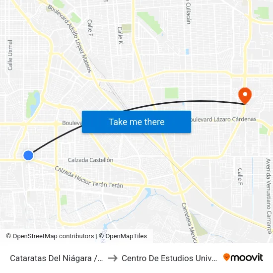 Cataratas Del Niágara / Avenida Islas Malta to Centro De Estudios Universitarios Xochicalco map