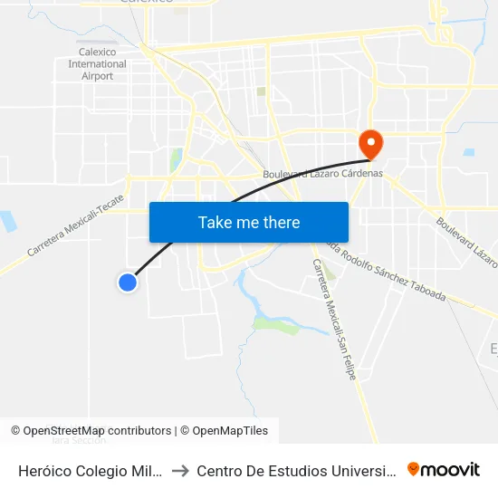 Heróico Colegio Militar / Raboso to Centro De Estudios Universitarios Xochicalco map