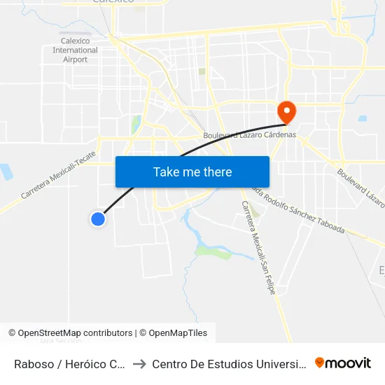 Raboso / Heróico Colegio Militar to Centro De Estudios Universitarios Xochicalco map