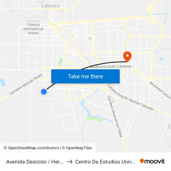 Avenida Desición / Heróico Colegio Militar to Centro De Estudios Universitarios Xochicalco map