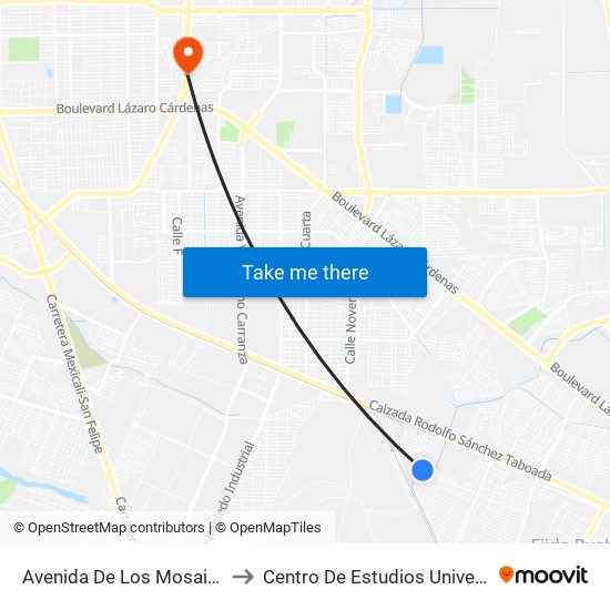 Avenida De Los Mosaicos / Zacapoaxtla to Centro De Estudios Universitarios Xochicalco map