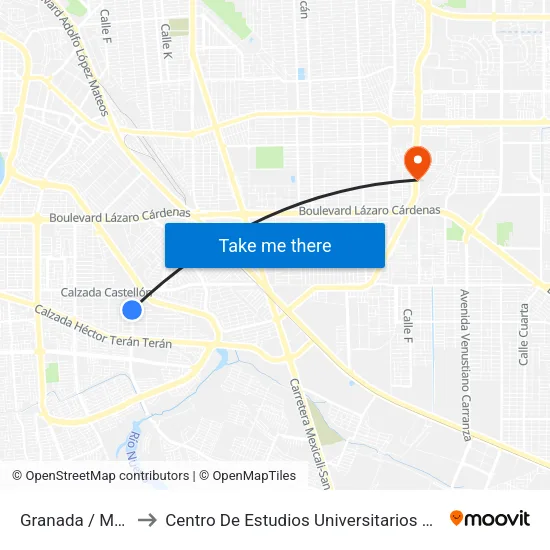 Granada / Málaga to Centro De Estudios Universitarios Xochicalco map