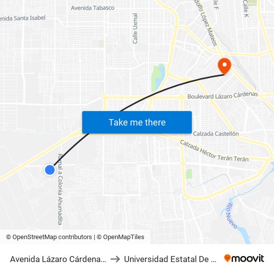 Avenida Lázaro Cárdenas / Progreso Nacional to Universidad Estatal De Estudios Pedagogicos map