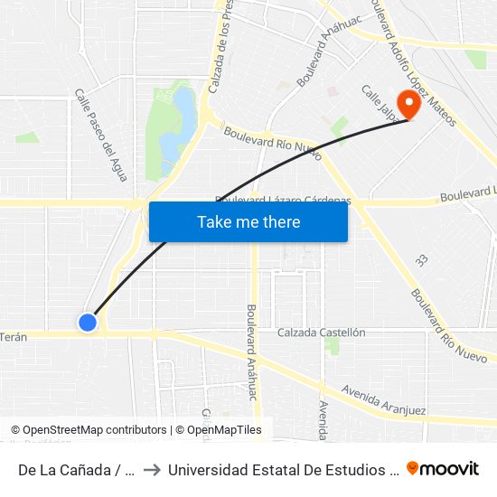 De La Cañada / Encinas to Universidad Estatal De Estudios Pedagogicos map