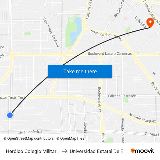 Heróico Colegio Militar / Valentín Canalizó to Universidad Estatal De Estudios Pedagogicos map