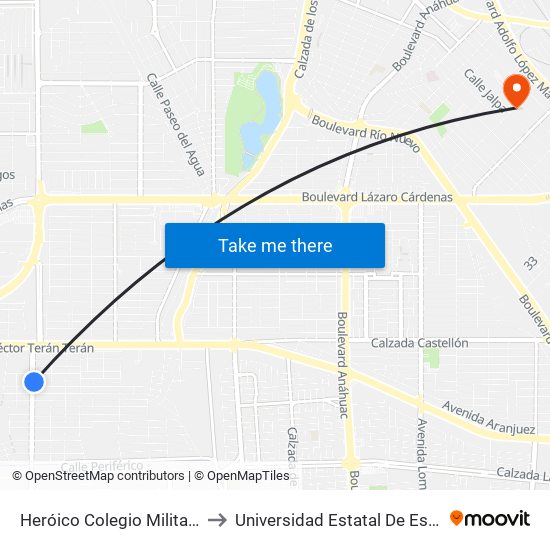 Heróico Colegio Militar / Martín Cabrera to Universidad Estatal De Estudios Pedagogicos map