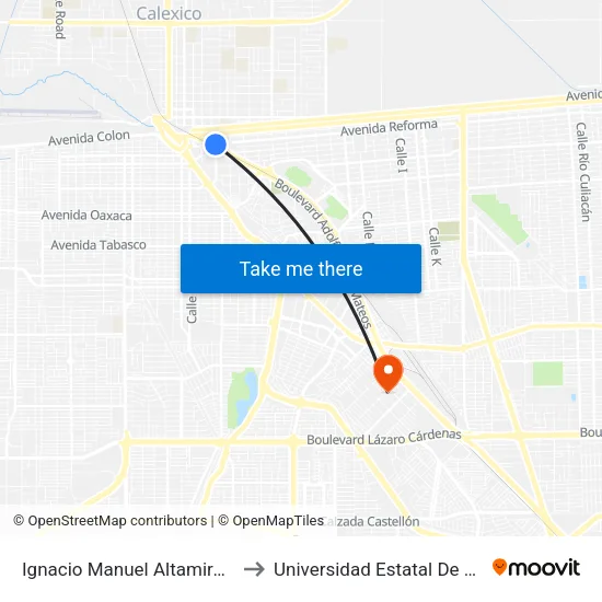 Ignacio Manuel Altamirano / Avenida Reforma to Universidad Estatal De Estudios Pedagogicos map