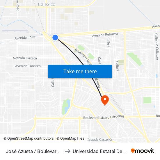 José Azueta / Boulevard Adolfo López Mateos to Universidad Estatal De Estudios Pedagogicos map
