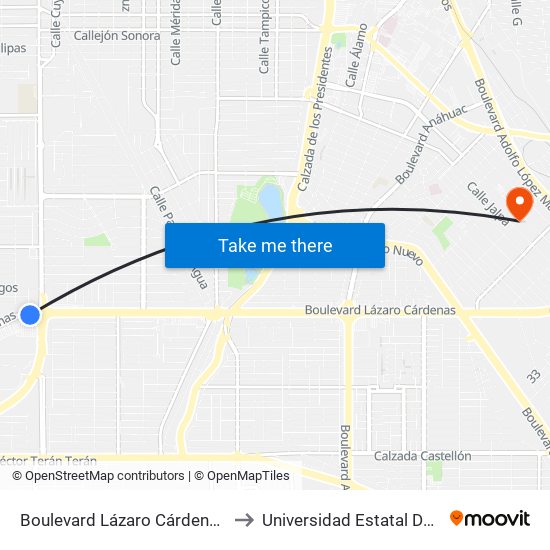 Boulevard Lázaro Cárdenas / Heróico Colegio Militar to Universidad Estatal De Estudios Pedagogicos map