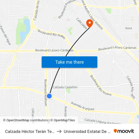 Calzada Héctor Terán Terán / Calzada Anáhuac to Universidad Estatal De Estudios Pedagogicos map