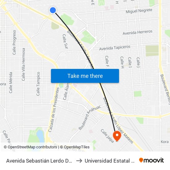 Avenida Sebastián Lerdo De Tejada / Pedro Pérez Y Ramírez to Universidad Estatal De Estudios Pedagogicos map