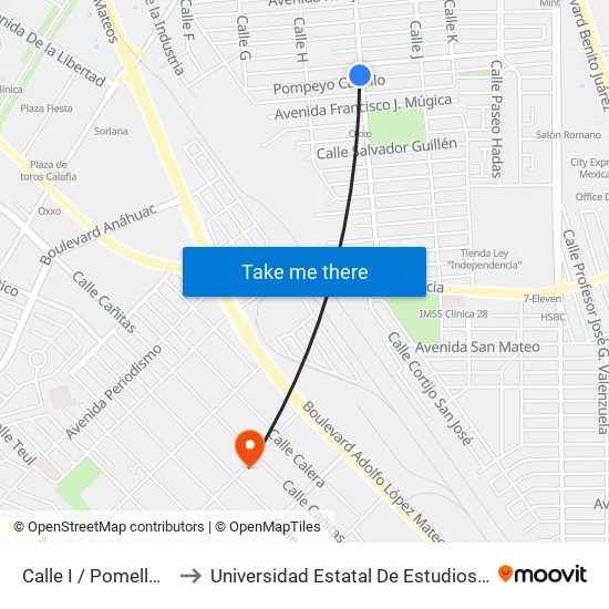 Calle I / Pomello Castillo to Universidad Estatal De Estudios Pedagogicos map