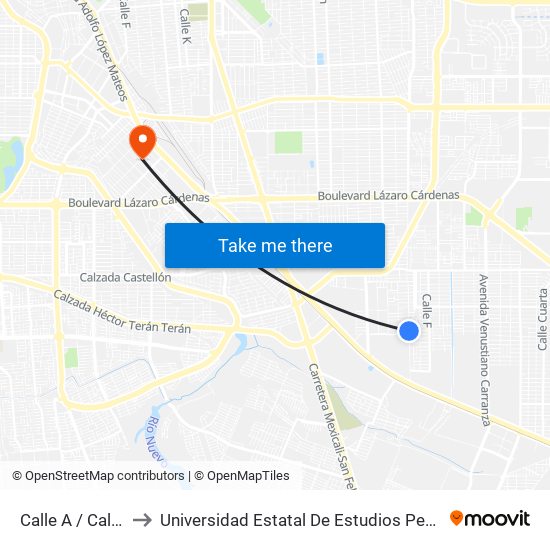 Calle A / Calle 81 to Universidad Estatal De Estudios Pedagogicos map