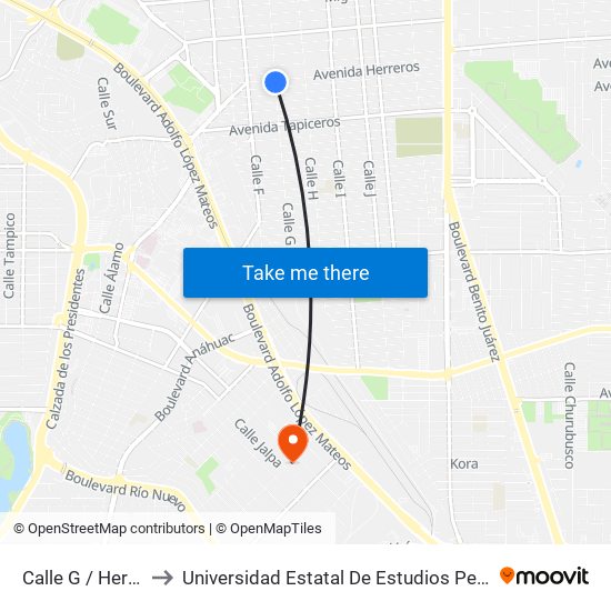 Calle G / Herreros to Universidad Estatal De Estudios Pedagogicos map