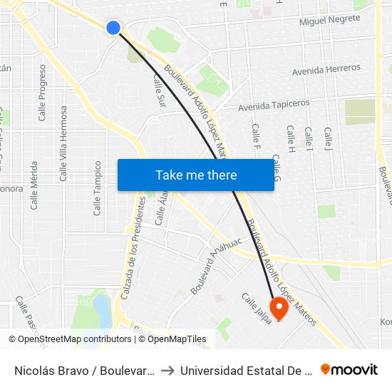 Nicolás Bravo / Boulevard Adolfo López Mateos to Universidad Estatal De Estudios Pedagogicos map