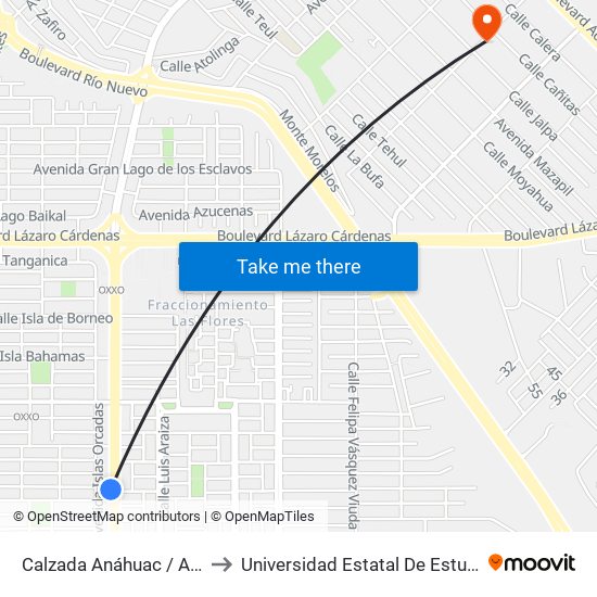 Calzada Anáhuac / Avenida Gerona to Universidad Estatal De Estudios Pedagogicos map