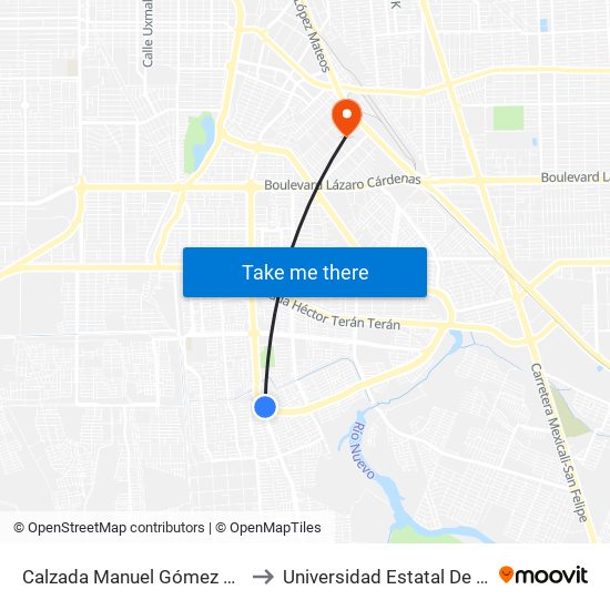 Calzada Manuel Gómez Morín / Calzada Anáhuac to Universidad Estatal De Estudios Pedagogicos map