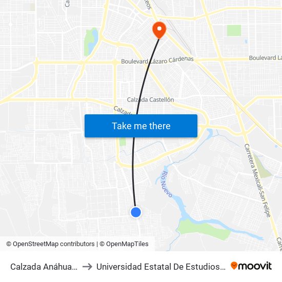 Calzada Anáhuac / Nava to Universidad Estatal De Estudios Pedagogicos map