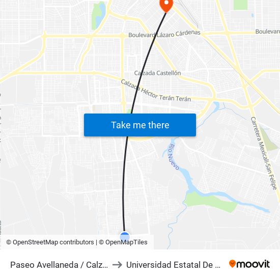 Paseo Avellaneda / Calzada De Los Monarcas to Universidad Estatal De Estudios Pedagogicos map