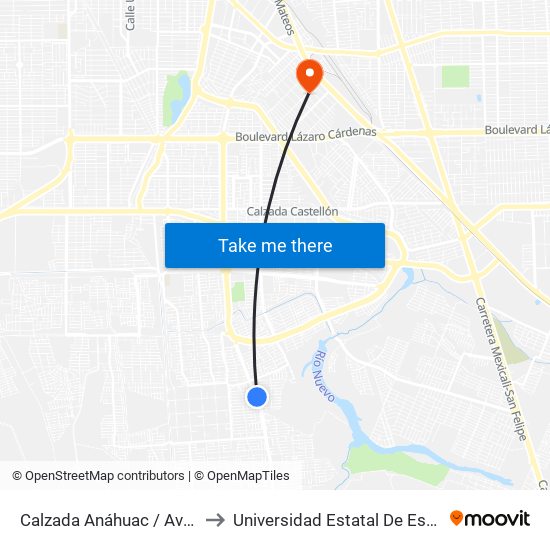 Calzada Anáhuac / Avenida Formentera to Universidad Estatal De Estudios Pedagogicos map
