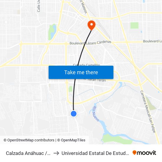 Calzada Anáhuac / Montedoro to Universidad Estatal De Estudios Pedagogicos map